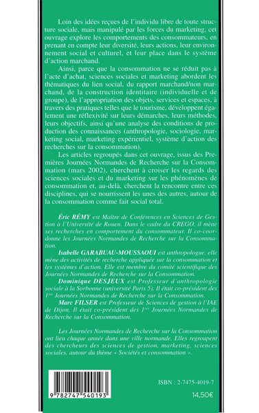 Sociétés, consommation et consommateurs, Marketing et sciences sociales à la rencontre de la consommation (9782747540193-back-cover)