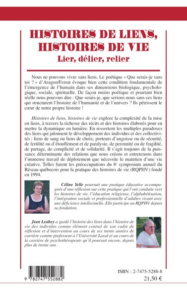 Histoires de liens, histoires de vie, Lier, délier, relier (9782747552882-back-cover)