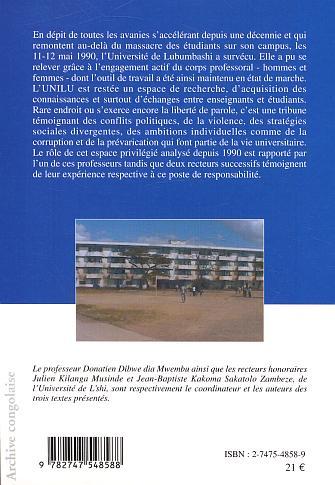 Université de Lubumbashi, 1990-1992 - Société en détresse, pari sur l'avenir (9782747548588-back-cover)