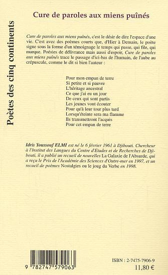 Cure de paroles aux miens puînés (9782747579063-back-cover)