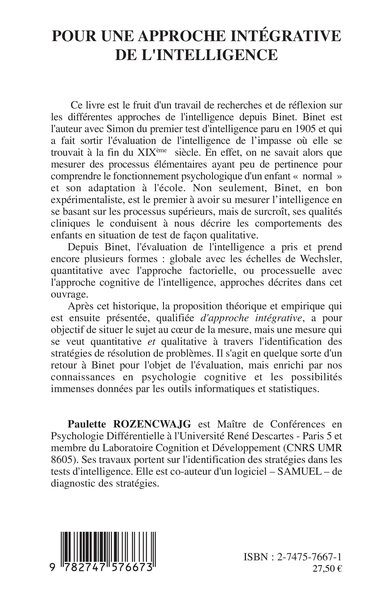 Pour une approche intégrative de l'intelligence, Un siècle après Binet (9782747576673-back-cover)