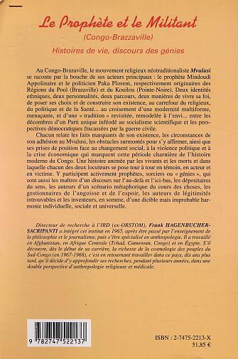 LE PROPHÈTE ET LE MILITANT, Histoires de vie, discours des génies (9782747522137-back-cover)