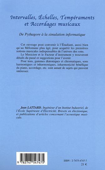 Intervalles, Echelles, Tempéraments et Accordages musicaux, De pythagore à la simulation informatique (9782747547475-back-cover)