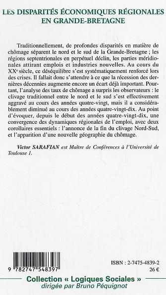 Les disparités économiques régionales en Grande-Bretagne (9782747548397-back-cover)