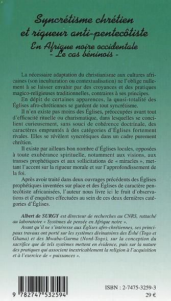 SYNCRÉTISME CHRÉTIEN ET RIGUEUR ANTI-PENTECÔTISTE EN AFRIQUE NOIRE OCCIDENTALE, Le cas béninois (9782747532594-back-cover)