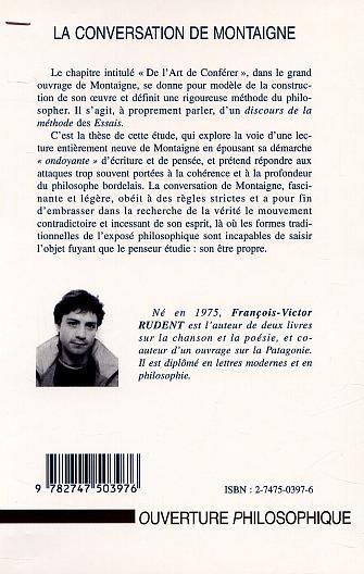 LA CONVERSATION DE MONTAIGNE, Conférence et philosophie (9782747503976-back-cover)