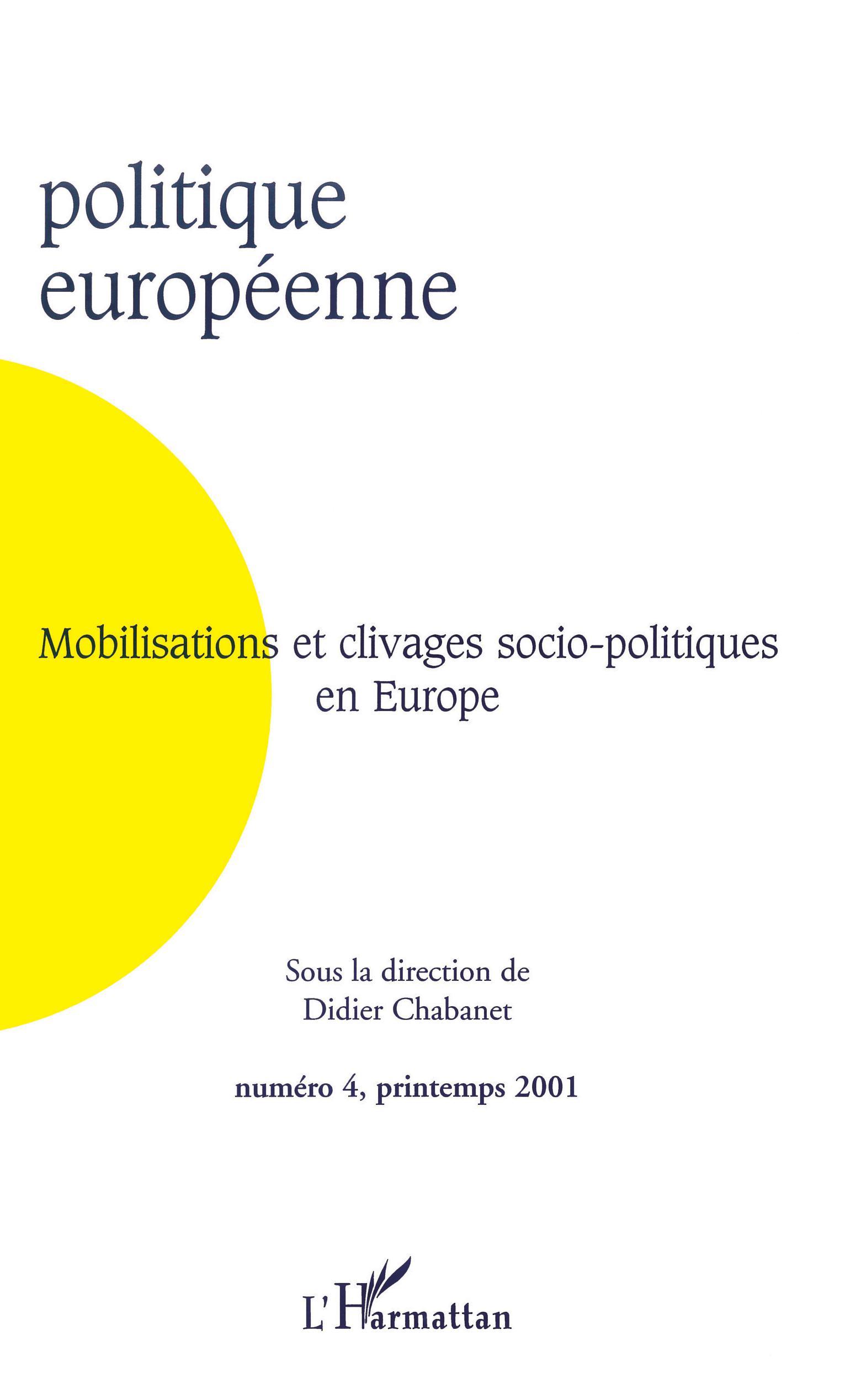 Politique Européenne, MOBILISATIONS ET CLIVAGES SOCIO-POLITIQUES EN EUROPE (9782747512978-front-cover)