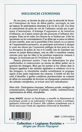 Influences citoyennes, Dynamiques psychosociales dans le débat sur la question des étrangers (9782747543538-back-cover)