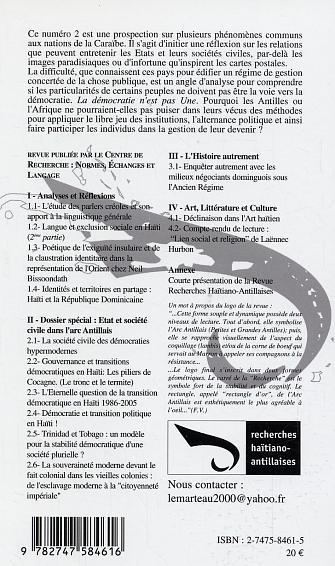 Recherches Haïtiano-antillaises, Etat et société civile dans l'Arc Antillais (9782747584616-back-cover)