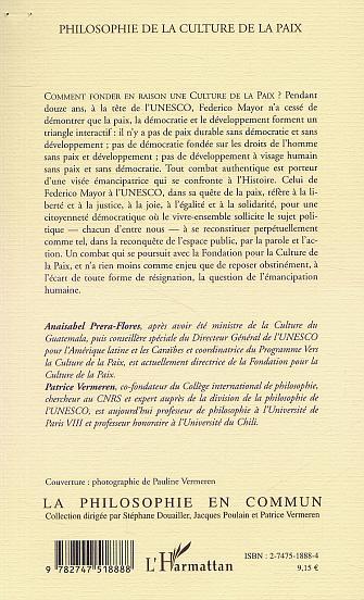 PHILOSOPHIE DE LA CULTURE DE LA PAIX (9782747518888-back-cover)