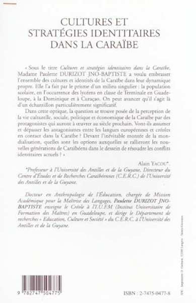 CULTURES ET STRATÉGIES IDENTITAIRES DANS LA CARAÏBE (9782747504775-back-cover)