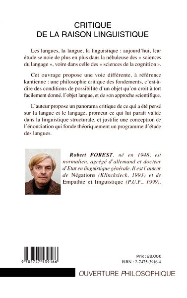 CRITIQUE DE LA RAISON LINGUISTIQUE (9782747539166-back-cover)