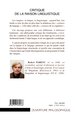 CRITIQUE DE LA RAISON LINGUISTIQUE (9782747539166-back-cover)