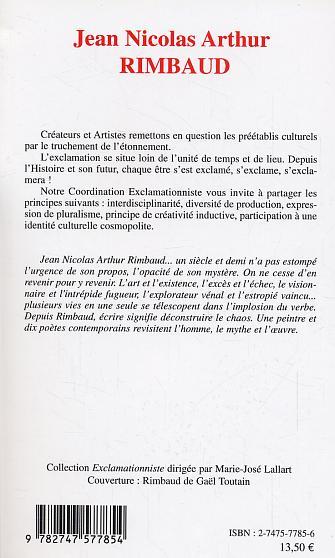 Jean Nicolas Arthur Rimbaud, Hommage poétique (9782747577854-back-cover)