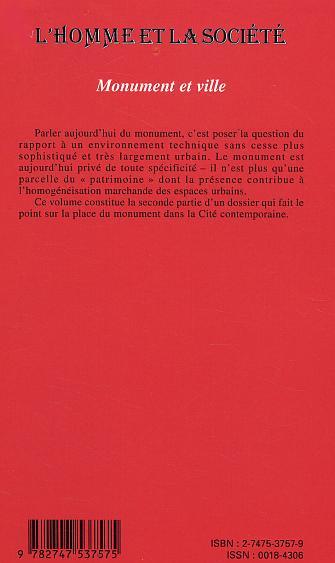 L'Homme et la Société, Monument et ville (9782747537575-back-cover)