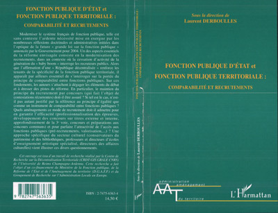 Fonction publique d'Etat et fonction publique territoriale, Comparabilité et recrutements (9782747563635-front-cover)