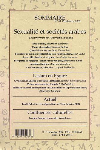 Confluences Méditerranée, Sexualité et sociétés arabes (9782747526463-back-cover)