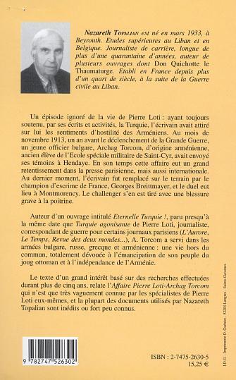 UN DUEL AU SOLEIL, L'affaire Pierre Loti - Archage Torcom (9782747526302-back-cover)