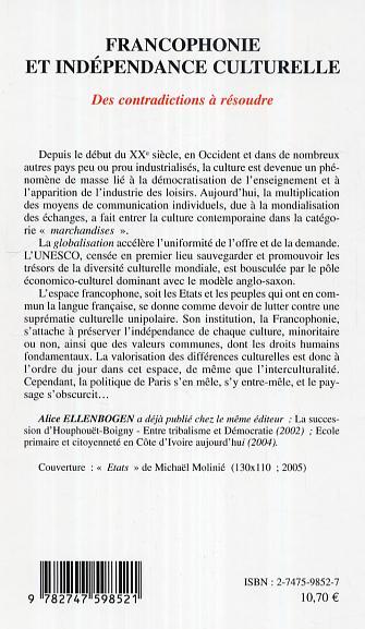 Francophonie et indépendance culturelle, Des contradictions à résoudre (9782747598521-back-cover)