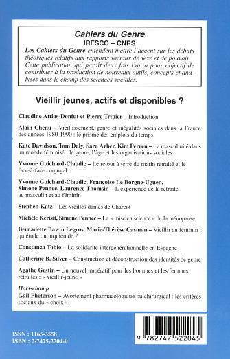 Cahiers du Genre, VIEILLIR JEUNES, ACTIFS ET DISPONIBLES ? (9782747522045-back-cover)