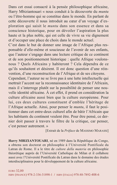 Penser la philosophie africaine du " muntu ", De l'onto-temporalité à la conscience historique - Herméneutique d'une anthropolog (9782336318981-back-cover)