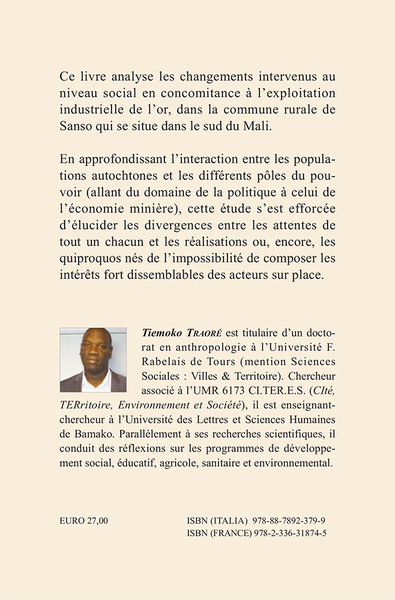 Réalité rurale et exploitation aurifère au Mali, Étude socio-anthropologique du cas de la commune de Sanso (9782336318745-back-cover)