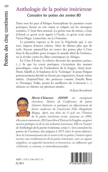 Anthologie de la poésie ivoirienne, Tome 2 Connaître les poètes des années 80 (9782336305776-back-cover)