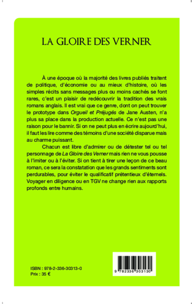 La gloire des Verner (9782336303130-back-cover)