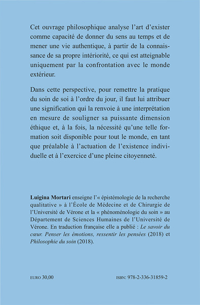 Prendre soin de soi, L'art d'exister entre intériorité et ouverture au monde (9782336318592-back-cover)