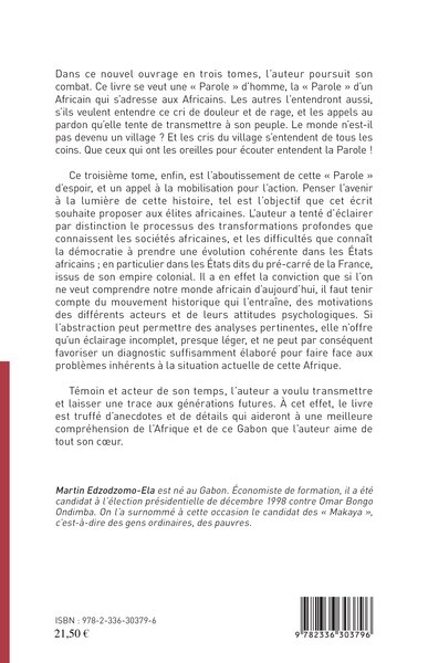 Une « parole » pour un État républicain, démocratique et social en Afrique noire (Tome 3) (9782336303796-back-cover)