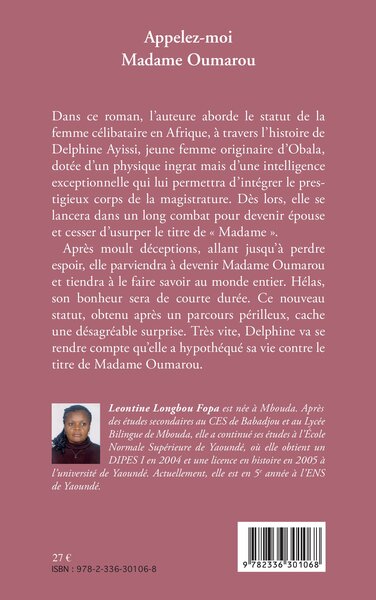 Appelez-moi Madame Oumarou (9782336301068-back-cover)