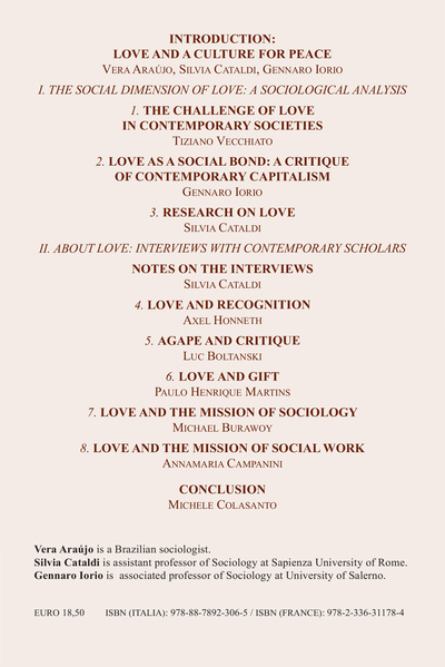 Culture of peace, The social dimension of love - In dialogue with Luc Boltanski, Michael Burawoy, Anna Maria Campanini, Axel Hon (9782336311784-back-cover)
