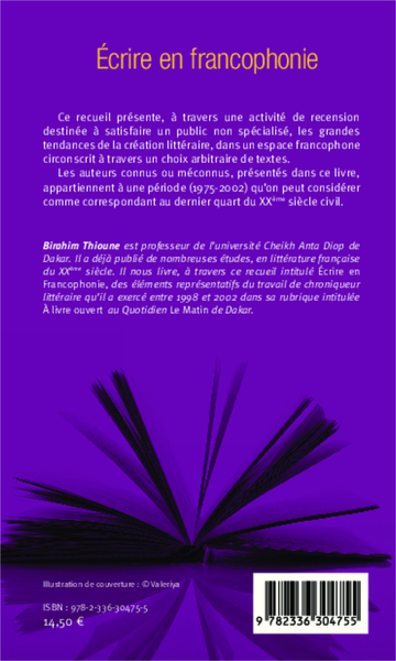 Ecrire en francophonie (9782336304755-back-cover)