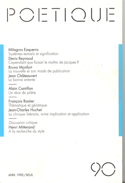Poétique, n° 090 (9782020173254-front-cover)