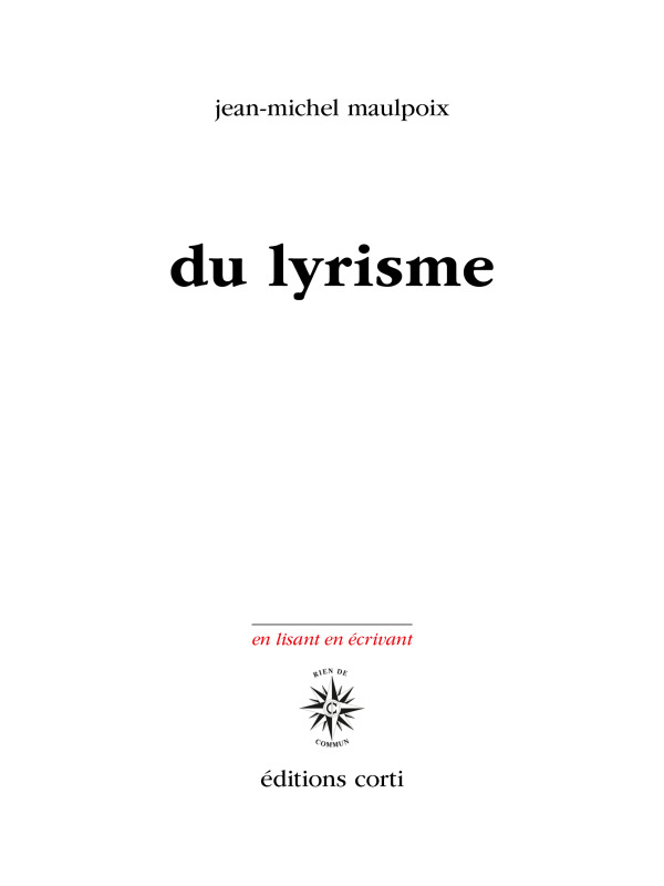 DU LYRISME (9782714312570-front-cover)