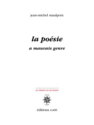 LA POÉSIE A MAUVAIS GENRE (9782714311634-front-cover)