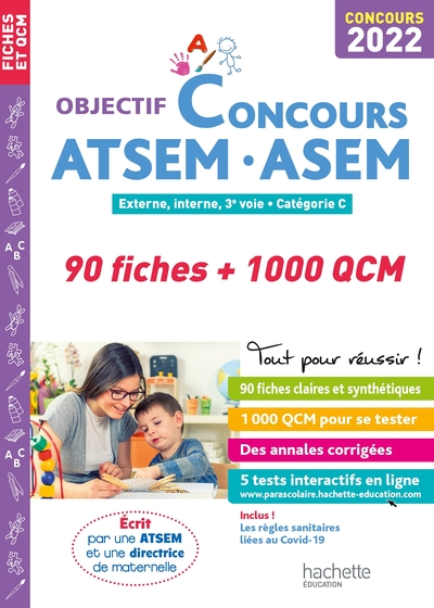 Objectif  Concours ATSEM - ASEM 2022: 90 fiches et 1 000 QCM (9782017182429-front-cover)