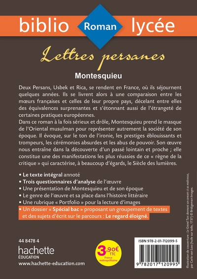 BiblioLycée - Lettres Persanes, Montesquieu - BAC 2021 (9782017120995-back-cover)