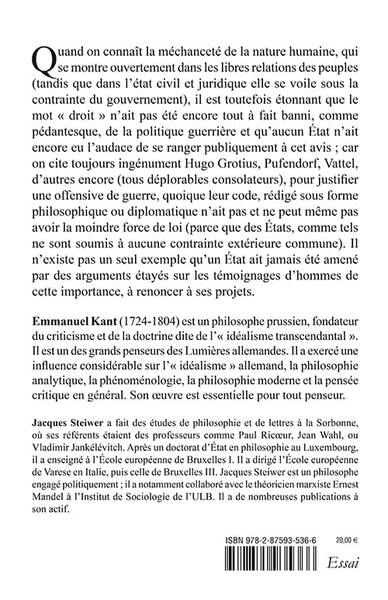 Projet de Paix perpétuelle (9782875935366-back-cover)
