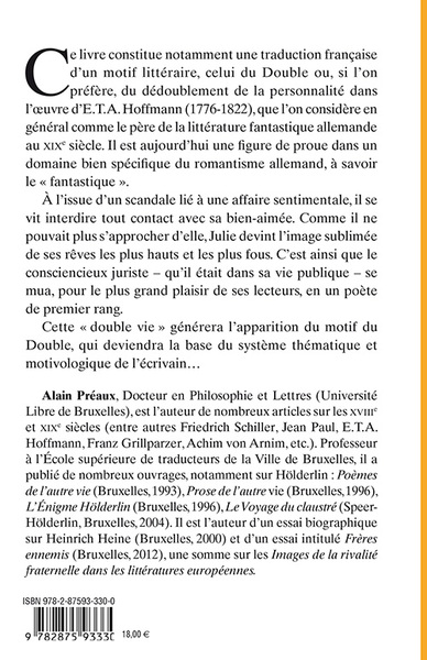 ETA Hoffmann, une lecture des contes et nouvelles (9782875933300-back-cover)