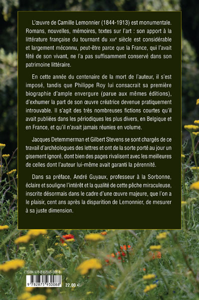 La Minute Du Bonheur, ET AUTRES PAGES RETROUVÉES. CAMILLE LEMONNIER (9782875930088-back-cover)