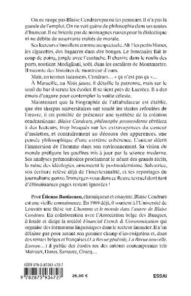 Blaise Cendrars, philosophe postmoderne (9782875934727-back-cover)