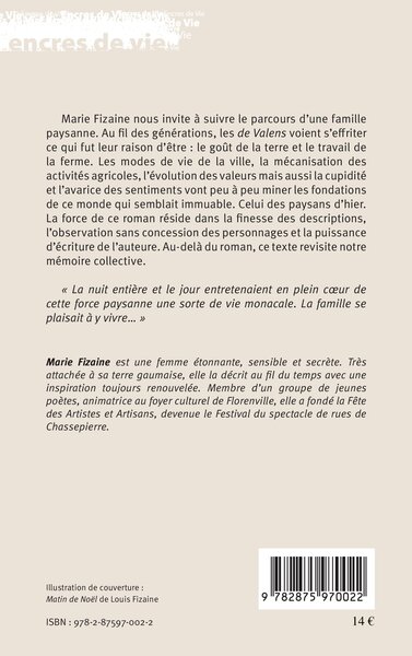 Le goût de la terre, Vie et mort d'une famille paysanne (9782875970022-back-cover)