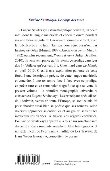 Eugène Savitzkaya, LE COEUR DES MOTS (9782875930002-back-cover)