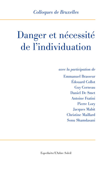 Danger et nécessité de l'individuation, IXème colloque de Bruxelles (9782359840643-front-cover)