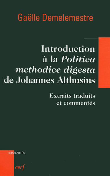 Introduction à la " Politica methodice digesta de Johannes Althusius " (9782204097833-front-cover)