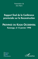 Rapport final de la Conférence provinciale sur la Reconstruction (kasai occidental), Province du Kasai Occidental - Kananga, 6-1 (9782296064744-front-cover)