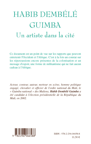 Habib Dembélé Guimba, Un artiste dans la cité (9782296066588-back-cover)