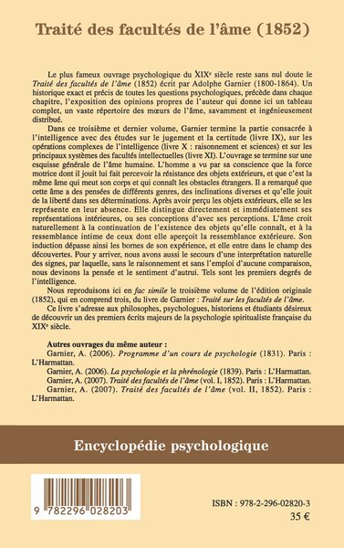 Traité des facultés de l'âme, Volume III (9782296028203-back-cover)