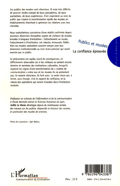 Publics et musées, La confiance éprouvée (9782296043381-back-cover)